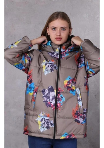 Farm Animals Oversize Retro Gate Dijital Art Puffer Mont Kadın fiyatları