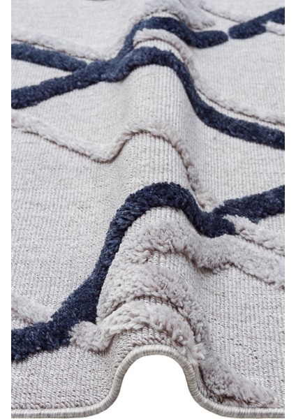 Terazzo Trz 03 Grey Navy Hav Toz Vermez Yumuşak Dokulu Etnik Örgü Desenlere Sahip Modern Iskandinav Halı modelleri