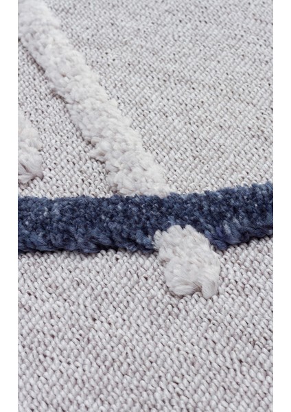 Terazzo Trz 03 Grey Navy Hav Toz Vermez Yumuşak Dokulu Etnik Örgü Desenlere Sahip Modern Iskandinav Halı fırsatları