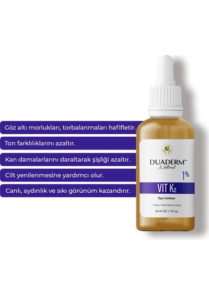 Sıkılaştırıcı, Aydınlatıcı Vit K2 Gözaltı Serumu (Coffeine + 1 Vitamin K2 ) 30ml fiyatları