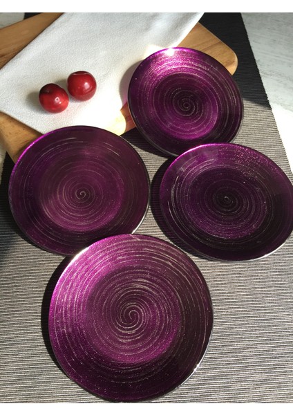 Purple Spiral 16 cm 4'lü Cam Pasta Tabağı