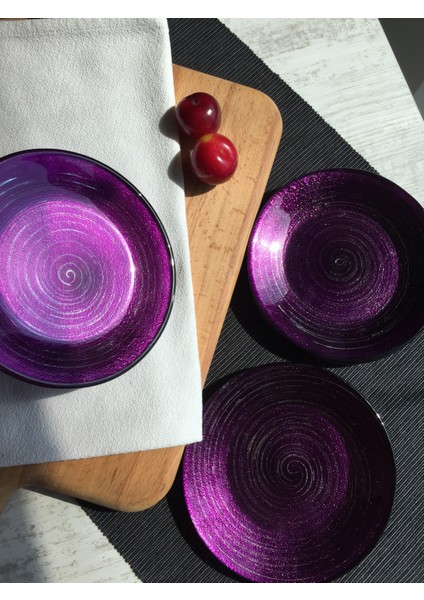 Purple Spiral 16 cm 4'lü Cam Pasta Tabağı