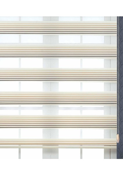 Lüx Geniş Plise Renk Geçişli Zebra Stor Perde Alüminyum Kasalı - Krem, Kahve fiyatları