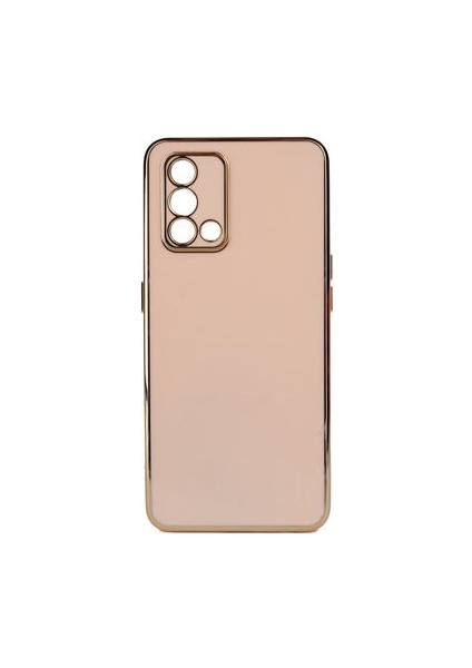 Oppo A74 4g Parlak Yapılı ve Kenarları Altın Görünümlü Şık Bark Premium Silikon Kılıf