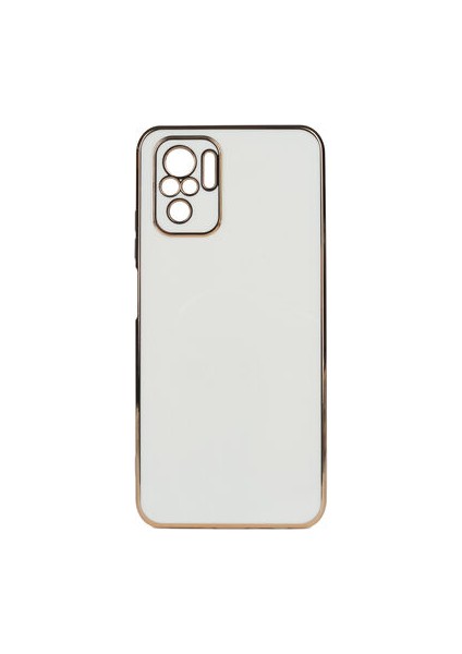 Redmi Note 10 Parlak Yapılı ve Kenarları Altın Görünümlü Şık Bark Premium Silikon Kılıf