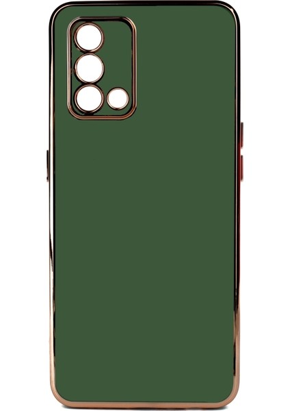 Oppo A74 4g Parlak Yapılı ve Kenarları Altın Görünümlü Şık Bark Premium Silikon Kılıf