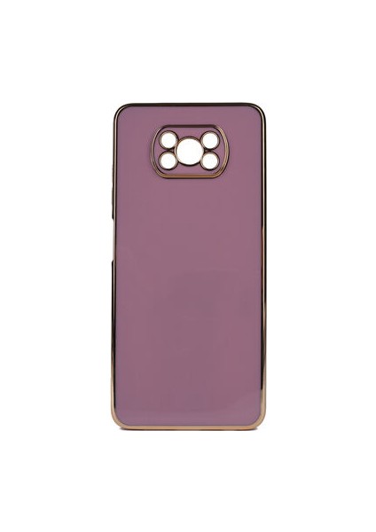 Poco X3 Parlak Yapılı ve Kenarları Altın Görünümlü Şık Bark Premium Silikon Kılıf