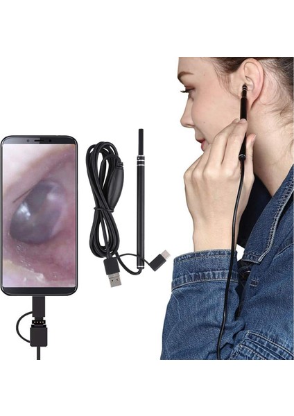 Otoskop Kulak Içi Kamera Usb/otg Endoskop Bağlantılı 6 LED Işık Ayarlı Endoskop 5,5mm Video Fotoğraf