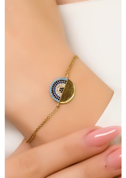 Nazar Boncuklu Modern Bileklik 14 Ayar A038638 fiyatları