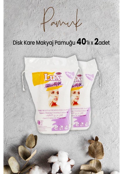 Disk Kare Makyaj Pamuğu 40' Lı x 2 Adet