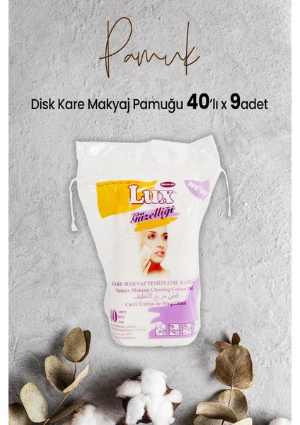 Disk Kare Makyaj Pamuğu 40' Lı x 9 Adet