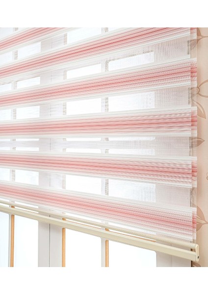 Lüx Dar Plise Renk Geçişli Zebra Stor Perde Alüminyum Kasalı Yüksek Kaliteli - Pembe, Beyaz fiyatları