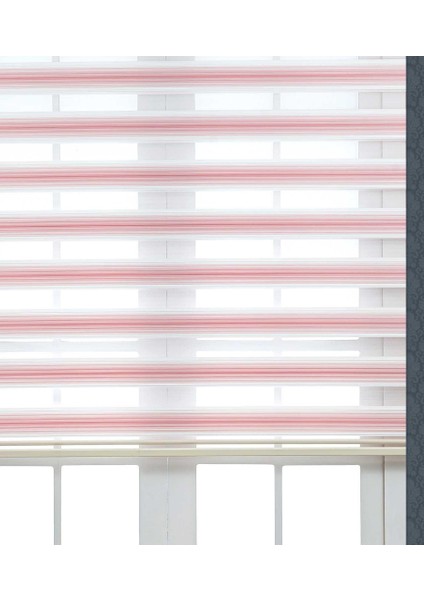 Lüx Dar Plise Renk Geçişli Zebra Stor Perde Alüminyum Kasalı Yüksek Kaliteli - Pembe, Beyaz modelleri