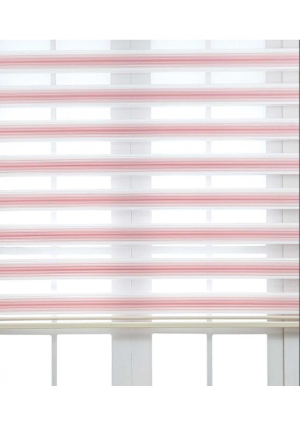 Lüx Dar Plise Renk Geçişli Zebra Stor Perde Alüminyum Kasalı Yüksek Kaliteli - Pembe, Beyaz fırsatları
