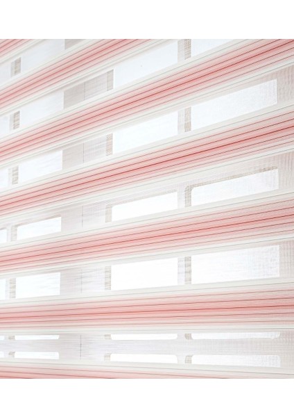 Lüx Dar Plise Renk Geçişli Zebra Stor Perde Alüminyum Kasalı Yüksek Kaliteli - Pembe, Beyaz indirimleri