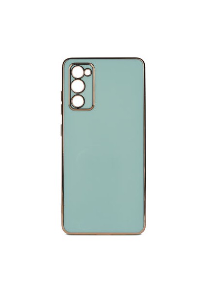 Samsung Galaxy A03S Parlak Yapılı ve Kenarları Altın Görünümlü Şık Bark Premium Silikon Kılıf