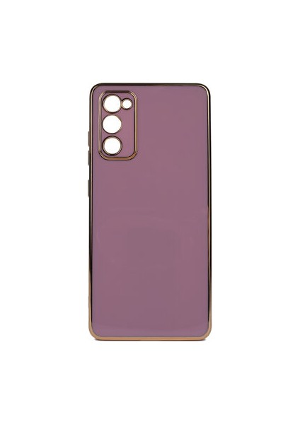 Samsung Galaxy A03S Parlak Yapılı ve Kenarları Altın Görünümlü Şık Bark Premium Silikon Kılıf