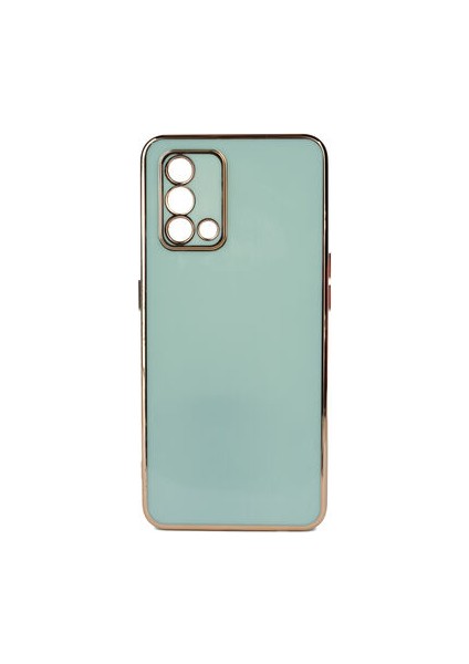 Oppo A74 4g Parlak Yapılı ve Kenarları Altın Görünümlü Şık Bark Premium Silikon Kılıf