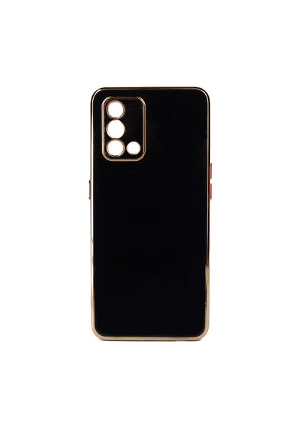 Oppo A74 4g Parlak Yapılı ve Kenarları Altın Görünümlü Şık Bark Premium Silikon Kılıf