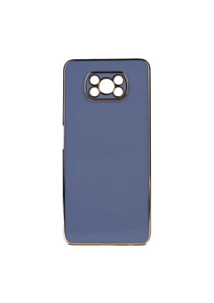 Poco X3 Parlak Yapılı ve Kenarları Altın Görünümlü Şık Bark Premium Silikon Kılıf