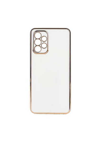 Samsung Galaxy A32 4g Parlak Yapılı ve Kenarları Altın Görünümlü Şık Bark Premium Silikon Kılıf