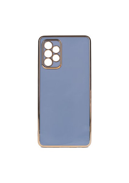 Samsung Galaxy A72 Parlak Yapılı ve Kenarları Altın Görünümlü Şık Bark Premium Silikon Kılıf