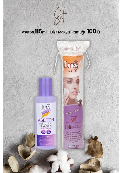 Aseton 115 ml ve Disk Makyaj Pamuğu 100'LÜ