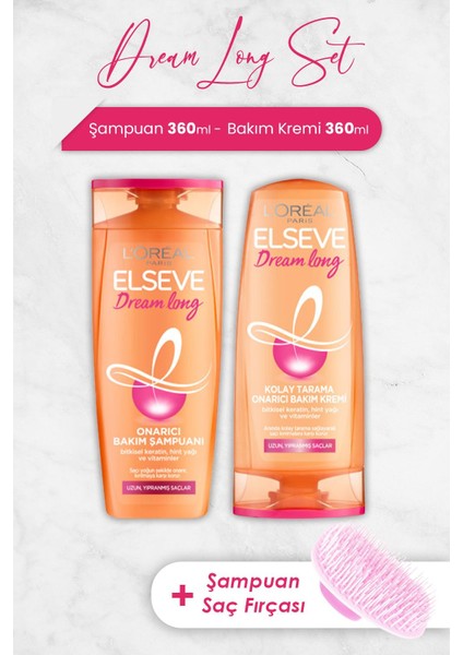 Dream Long Onarıcı Şampuan 360 Ml, Bakım Kremi 360ML ve Şampuan Fırçası