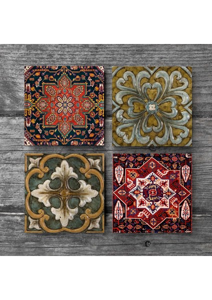 Stone Desen Taş Bardak Altlığı – 4’lü Set, 10x10 cm Dekoratif Masaüstü Koruyucu Doğaltaş Altlık |SC498| modelleri
