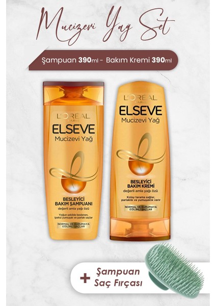 Mucizevi Yağ Şampuan Amla 390 Ml, Bakım Kremi 390 ml ve Şampuan Fırçası
