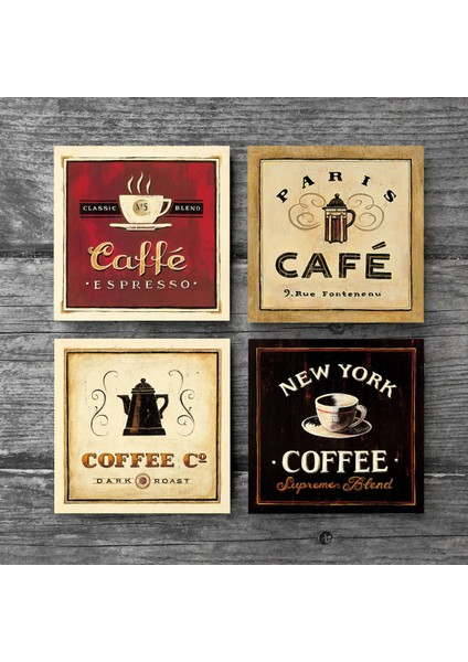 Stone Kahve Taş Bardak Altlığı – 4’lü Set, 10x10 cm Dekoratif Masaüstü Koruyucu Doğaltaş Altlık |SC108| modelleri