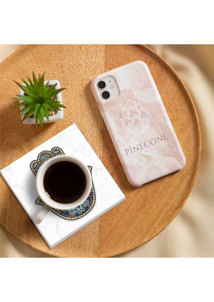 Nazar, Şahmeran, Nar Ağacı, Fatma Ana Eli (Hamsa) Taş Bardak Altlığı Masaüstü Koruyucu Altlık 4 Parça Set 10x10cm Stone Coasters SC506