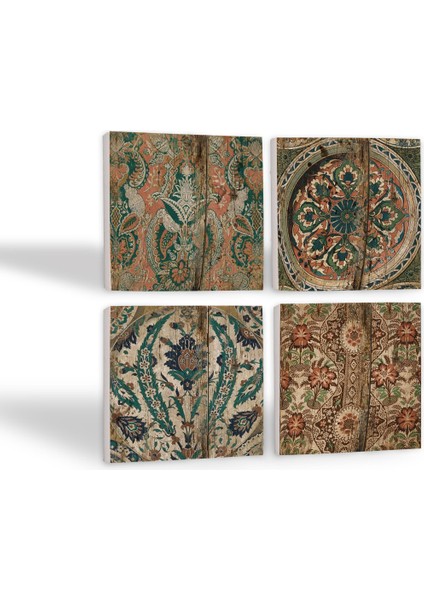 Vintage Desen Taş Bardak Altlığı Masaüstü Koruyucu Altlık 4 Parça Set 10x10cm Stone Coasters SC109 fiyatları