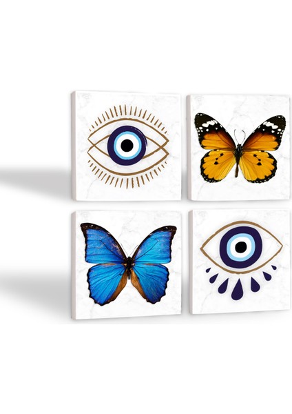 Stone Nazar, Kelebek Taş Bardak Altlığı – 4’lü Set, 10x10 cm Dekoratif Masaüstü Koruyucu Doğaltaş Altlık |SC308| fiyatları