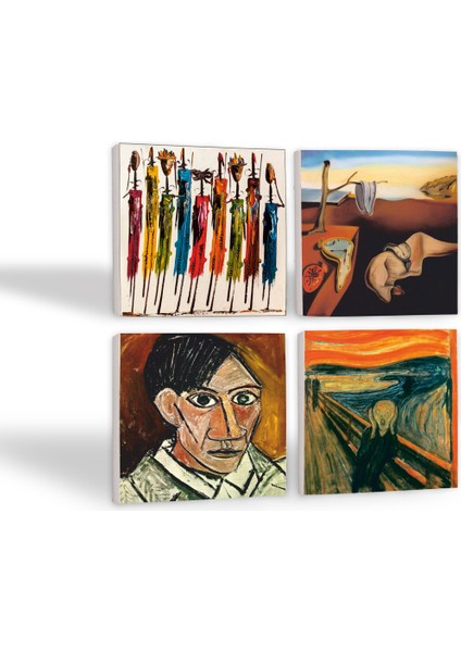 Salvador Dalí Belleğin Azmi, Picasso Otoportre, Çığlık, Yerli Kadınlar Taş Bardak Altlığı Masaüstü Koruyucu Altlık 4 Parça Set 10x10cm Stone Coasters SC324 fiyatları