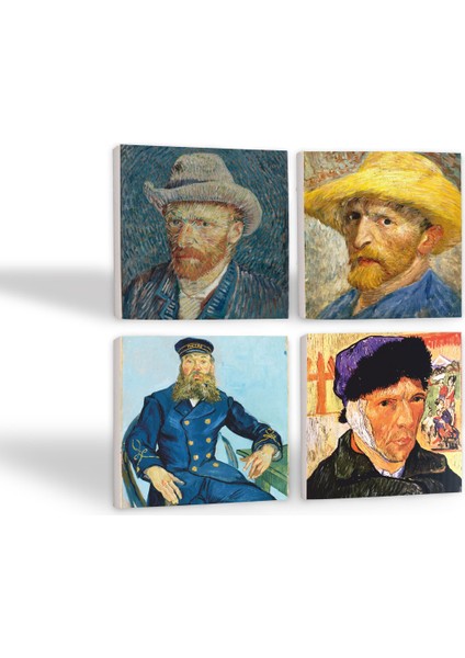 Stone Van Gogh Otoportre Taş Bardak Altlığı – 4’lü Set, 10x10 cm Dekoratif Masaüstü Koruyucu Doğaltaş Altlık |SC325| fiyatları