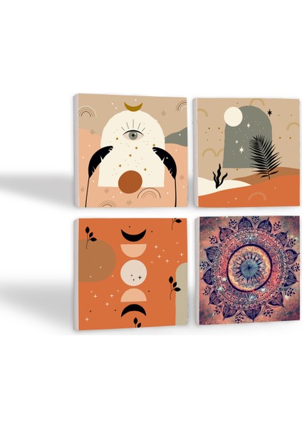 Stone Bohem, Mandala Taş Bardak Altlığı – 4’lü Set, 10x10 cm Dekoratif Masaüstü Koruyucu Doğaltaş Altlık |SC130| fiyatları
