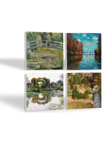 Claude Monet Sonbahar, Bahçede, Gül Çiçekli Kemer, Nilüfer Gölü Taş Bardak Altlığı Masaüstü Koruyucu Altlık 4 Parça Set 10x10cm Stone Coasters SC532 fiyatları