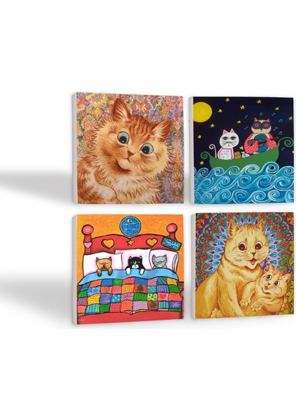 Kedi Taş Bardak Altlığı – 4’lü Set, 10x10 cm Dekoratif Masaüstü Koruyucu Doğaltaş Altlık |SC333| fiyatları