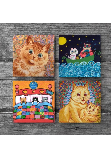 Kedi Taş Bardak Altlığı – 4’lü Set, 10x10 cm Dekoratif Masaüstü Koruyucu Doğaltaş Altlık |SC333| modelleri