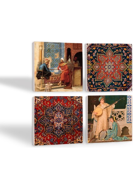 Desen, Satranç Oyunu, İki Müzisyen Kız Taş Bardak Altlığı – 4’lü Set, 10x10 cm Dekoratif Masaüstü Koruyucu Doğaltaş Altlık |SC336| fiyatları