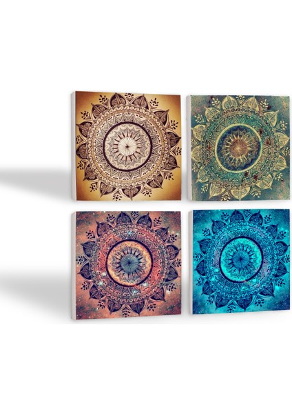 Stone Mandala Taş Bardak Altlığı – 4’lü Set, 10x10 cm Dekoratif Masaüstü Koruyucu Doğaltaş Altlık |SC143| fiyatları