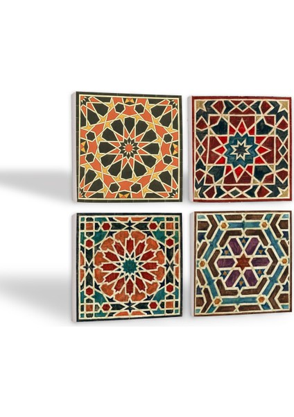 Stone Etnik Desen Taş Bardak Altlığı – 4’lü Set, 10x10 cm Dekoratif Masaüstü Koruyucu Doğaltaş Altlık |SC144| fiyatları