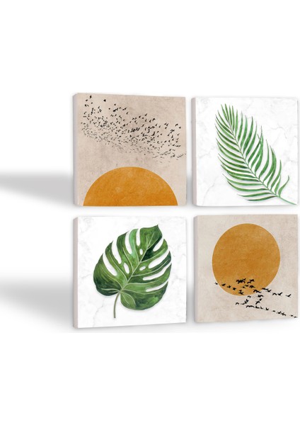 Stone Minimalist, Yaprak Taş Bardak Altlığı – 4’lü Set, 10x10 cm Dekoratif Masaüstü Koruyucu Doğaltaş Altlık |SC344| fiyatları