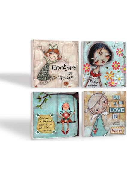 Mutlu Kız Taş Bardak Altlığı – 4’lü Set, 10x10 cm Dekoratif Masaüstü Koruyucu Doğaltaş Altlık |SC147| fiyatları