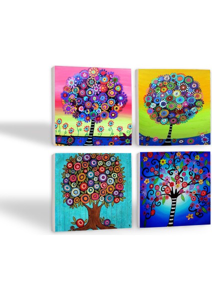 Stone Hayat Ağacı Taş Bardak Altlığı – 4’lü Set, 10x10 cm Dekoratif Masaüstü Koruyucu Doğaltaş Altlık |SC150| fiyatları
