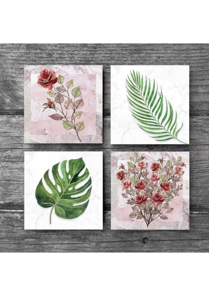 Stone Gül Çiçek, Yaprak Taş Bardak Altlığı – 4’lü Set, 10x10 cm Dekoratif Masaüstü Koruyucu Doğaltaş Altlık |SC351| modelleri