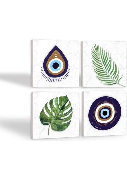 Nazar, Yaprak Taş Bardak Altlığı – 4’lü Set, 10x10 cm Dekoratif Masaüstü Koruyucu Doğaltaş Altlık |SC356| fiyatları