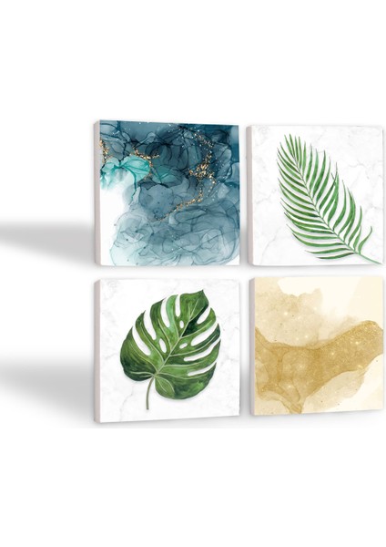 Stone Yaprak, Soyut Sanat Taş Bardak Altlığı – 4’lü Set, 10x10 cm Dekoratif Masaüstü Koruyucu Doğaltaş Altlık |SC363| fiyatları