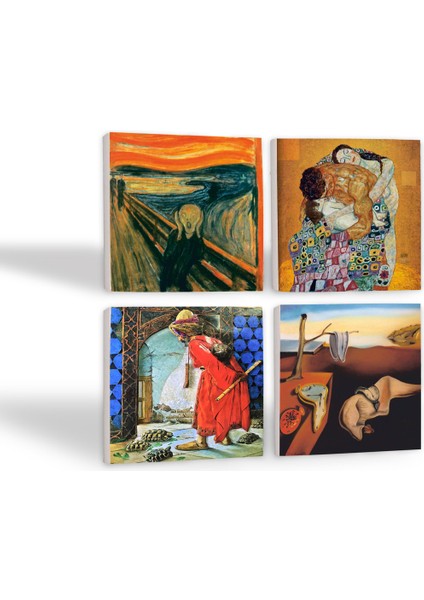 Dalí Belleğin Azmi, Çığlık, Gustav Klimt Aile Kucaklama, Kaplumbağa Terbiyecisi Taş Bardak Altlığı Masaüstü Koruyucu Altlık 4 Parça Set 10x10cm Stone Coasters SC563 fiyatları